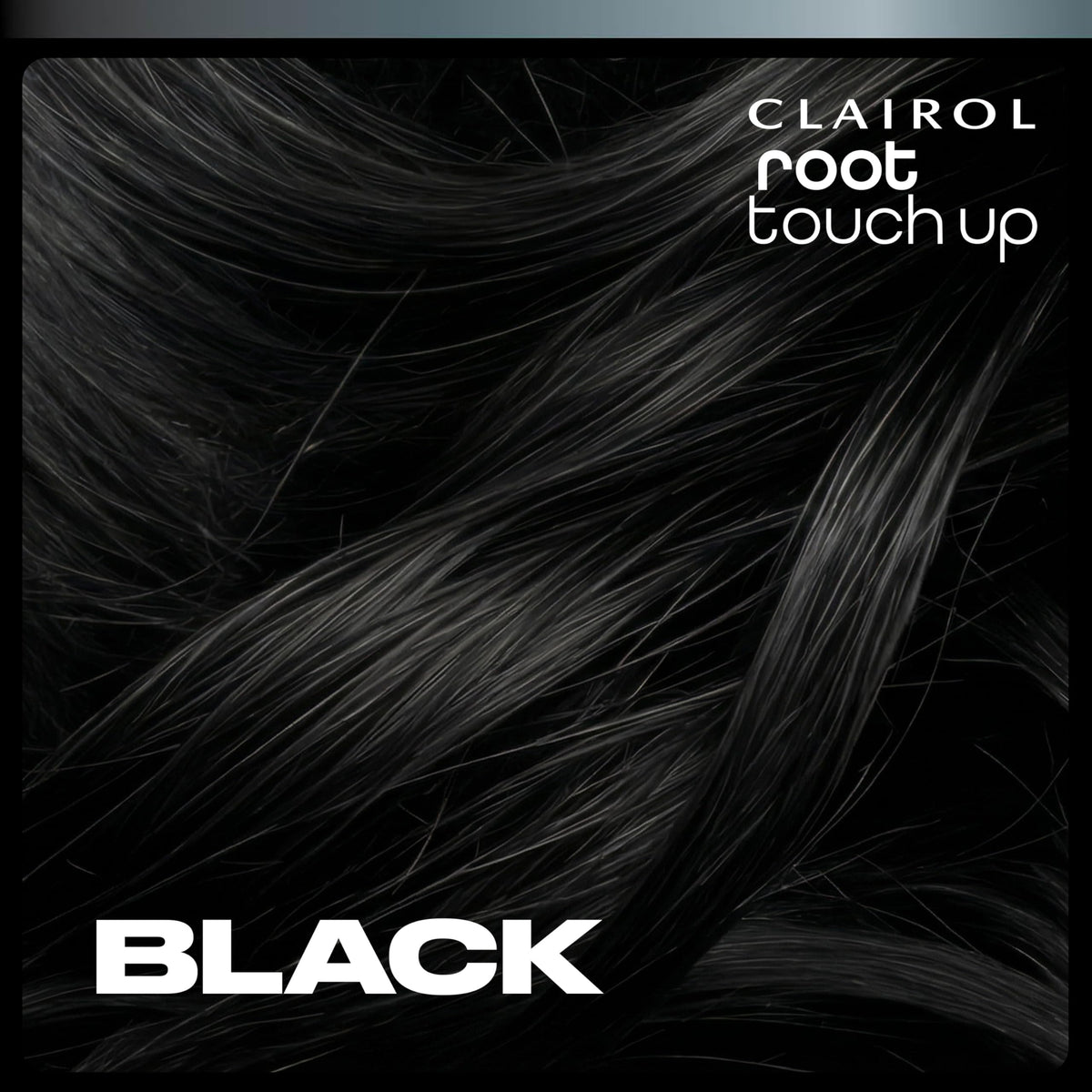 Clairol Root Touch-Up Color + Volume Temporary Hair Spray, Black in use on hair