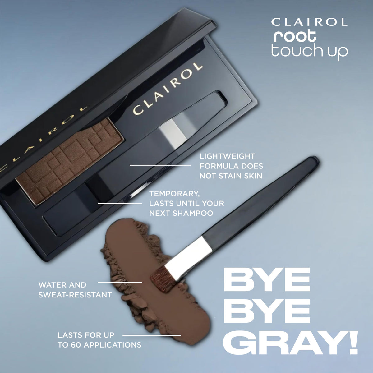 Clairol Root Touch-Up Concealing Powder Dark Brown brush application