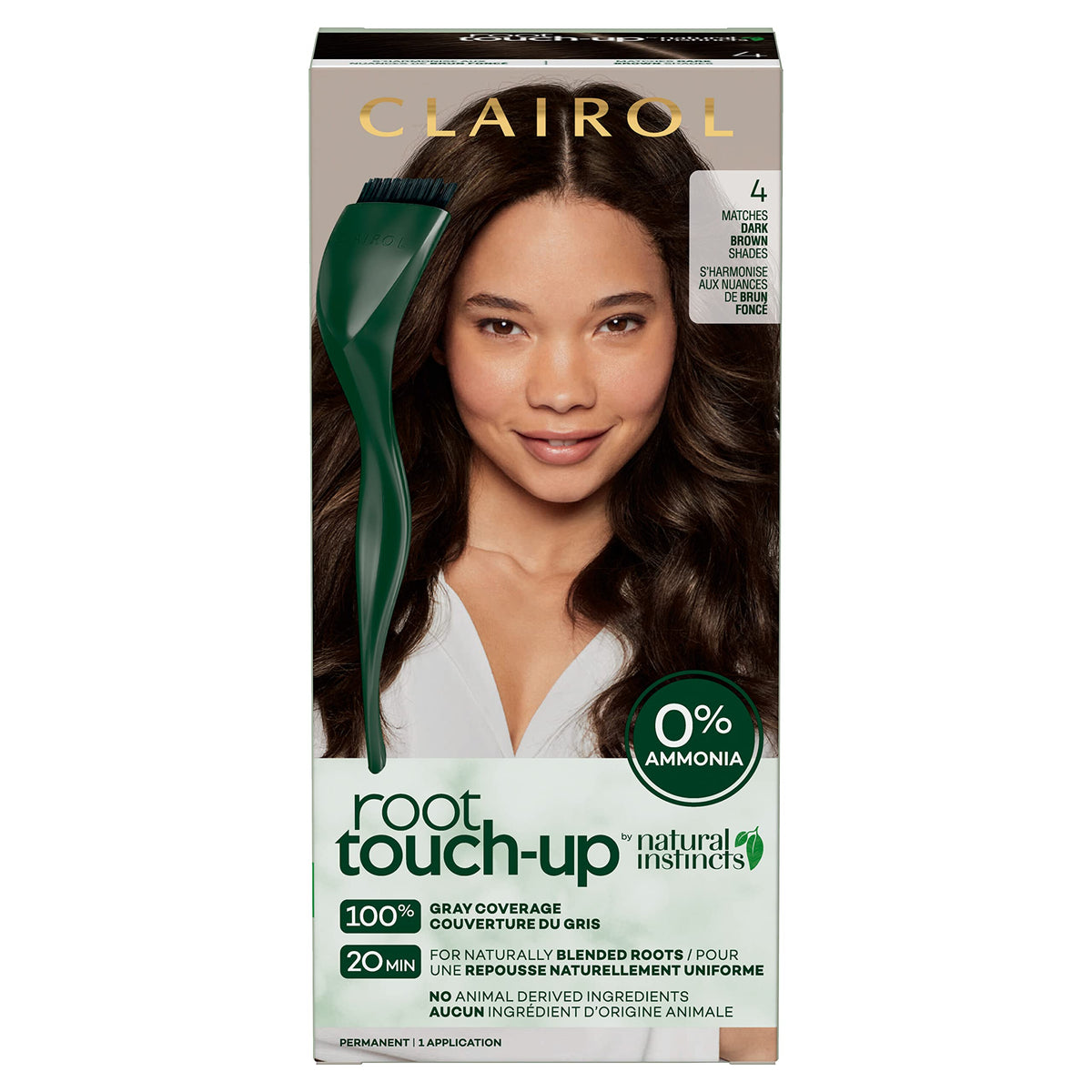 Clairol Root Touch-Up Natural Instincts Permanent Hair Dye 4 Dark Brown front view
