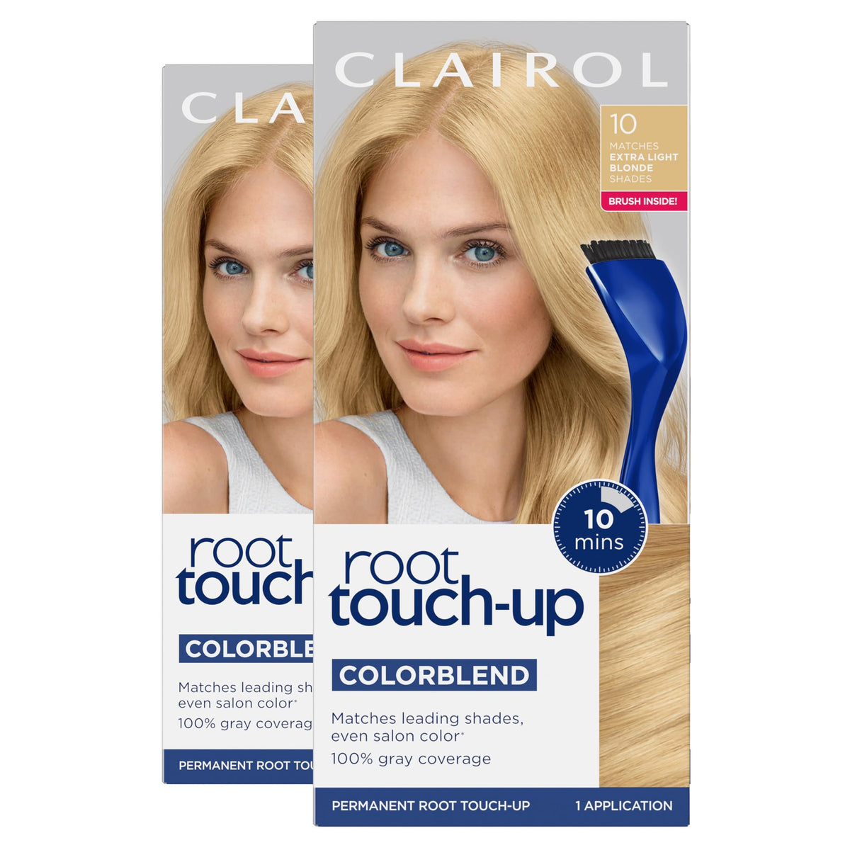 Clairol Root Touch Up Permanent Hair Dye Pack of 2, 10 Extra Light Blonde front view