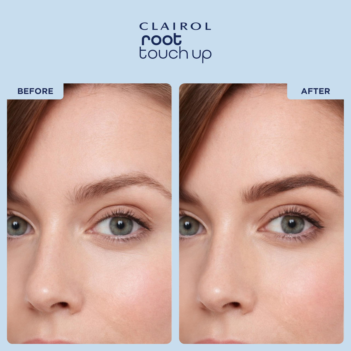 Clairol Root Touch-Up Powder Light Brown with application brush close-up