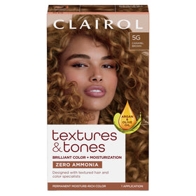 Clairol Textures & Tones Permanent Hair Dye 5G Caramel Brown front view