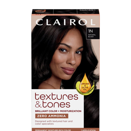 Clairol Textures & Tones Permanent Hair Dye Natural Black front view