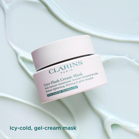 CLARINS Cryo-Flash Face Mask in use during a skincare routine