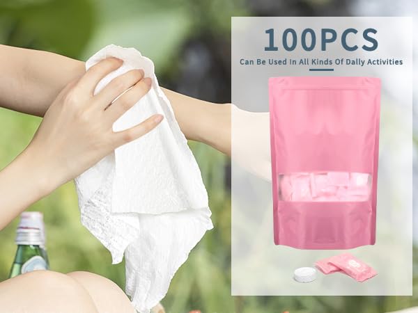 Classycoo Compressed Towel 100 PCS in use during travel