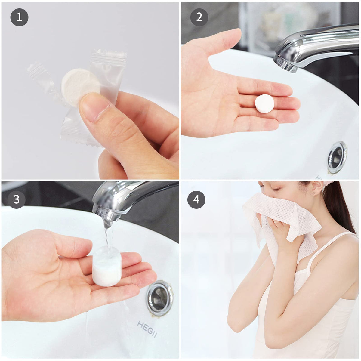 Classycoo Compressed Towel being used for cleaning