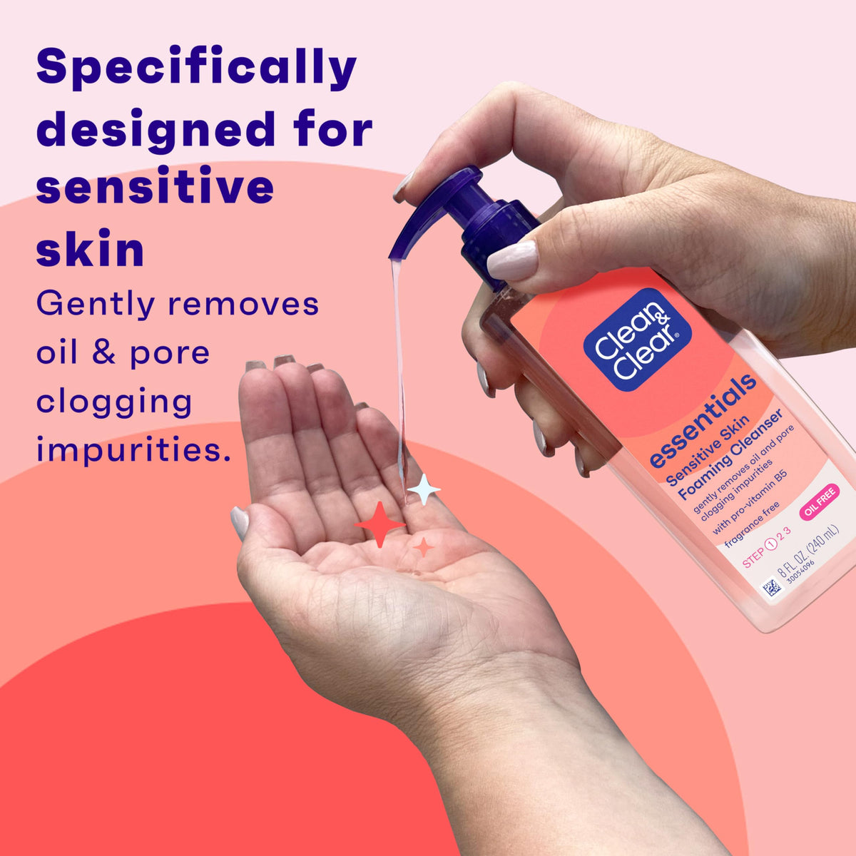 Clean & Clear Essentials Foaming Facial Cleanser bottle with Pro-Vitamin B5