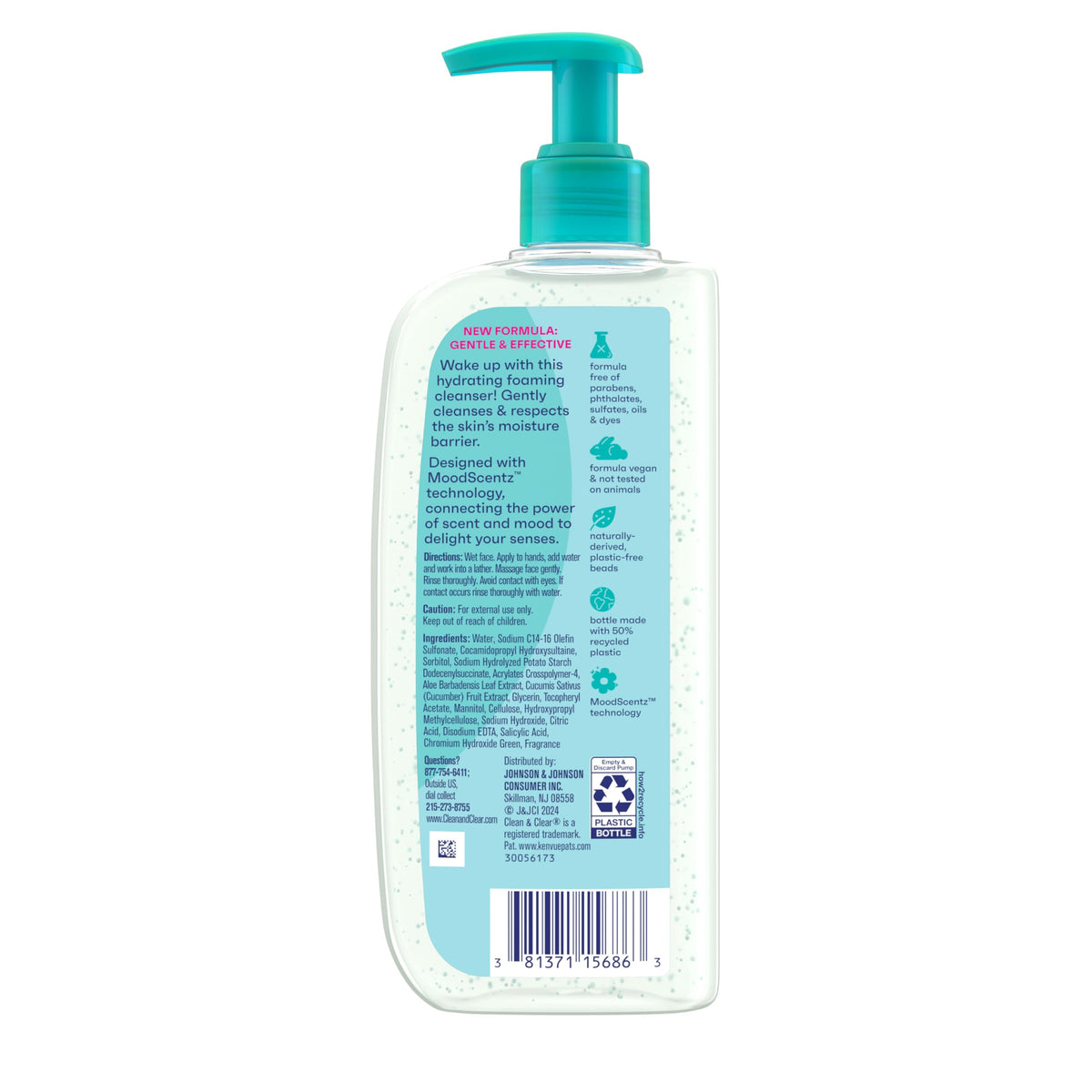 Clean & Clear Morning Burst Hydrating Facial Cleanser packaging details