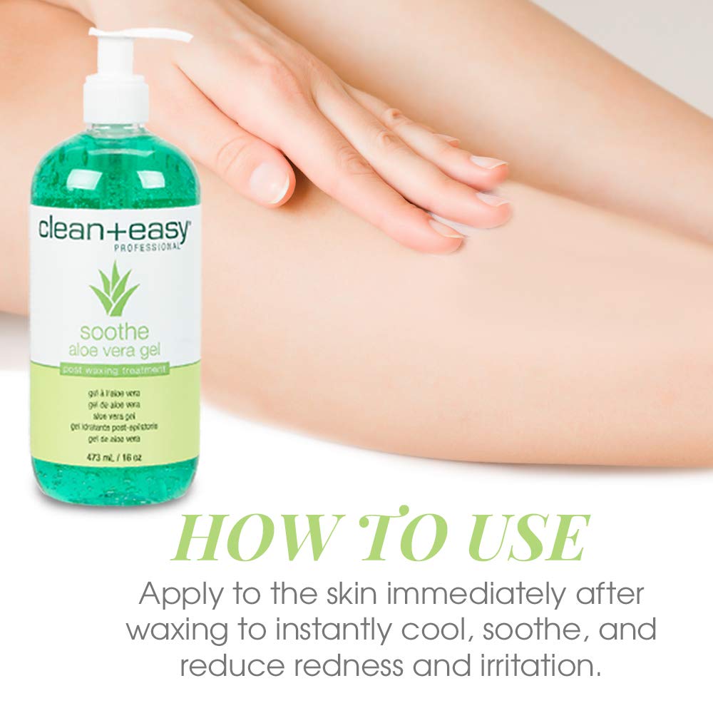 Clean + Easy Aloe Vera Gel applied on skin after waxing