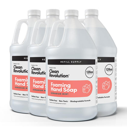 Clean Revolution Foaming Hand Soap Refill 128 Fl Oz Geranium Mint front view