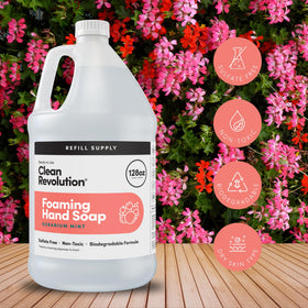 Clean Revolution Foaming Hand Soap Refill 128 Fl Oz Geranium Mint with essential oils