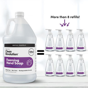 Clean Revolution Foaming Hand Soap Refill 128oz Natural Lavender lifestyle scene