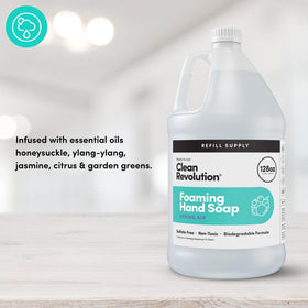 Clean Revolution foaming hand soap refill bottle side view