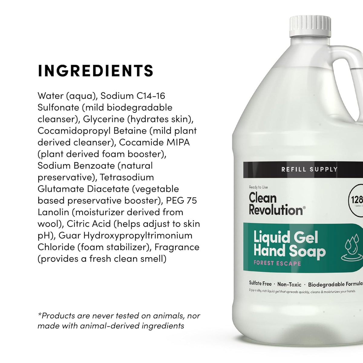 Clean Revolution Liquid Gel Hand Soap 128 Fl Oz refill option