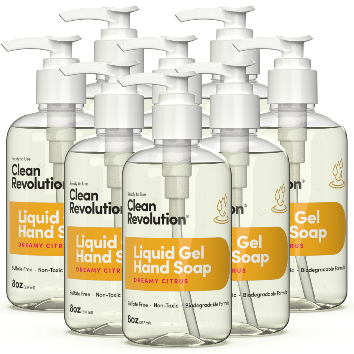 Clean Revolution Liquid Gel Hand Soap 8 Fl Oz front view