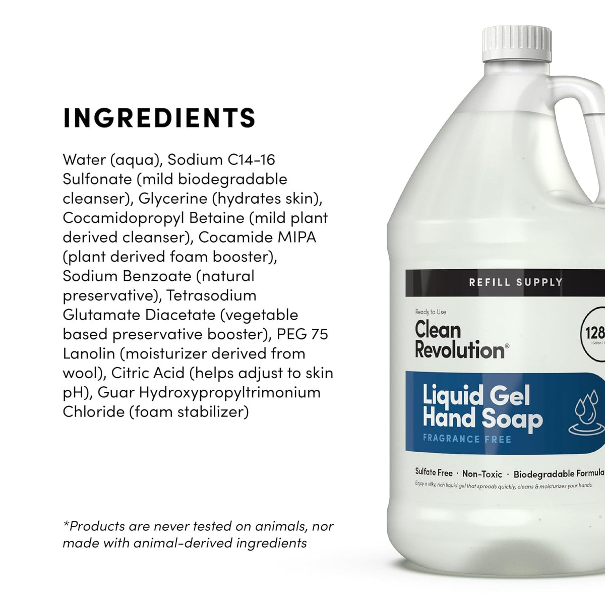 Clean Revolution Liquid Gel Hand Soap eco-friendly label