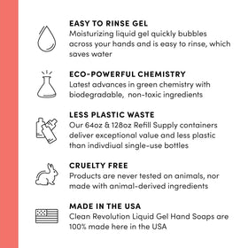 Clean Revolution Liquid Gel Hand Soap pouring into a dispenser