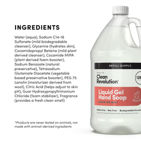 Clean Revolution Liquid Gel Hand Soap Refill 128 Fl Oz Geranium Mint packaging details
