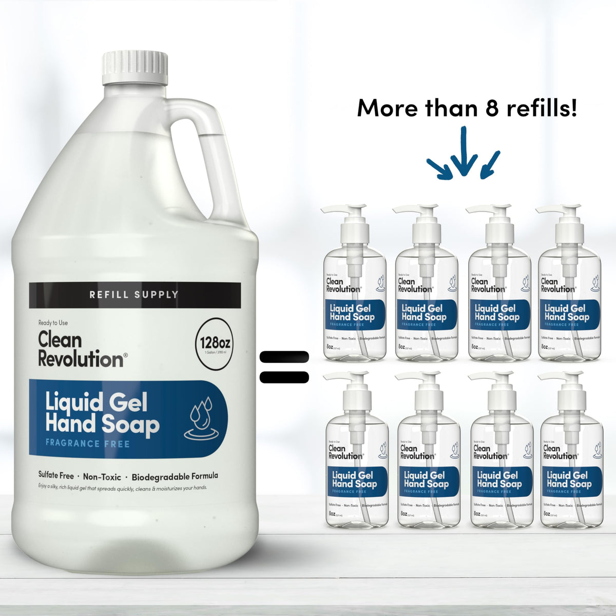 Clean Revolution Liquid Gel Hand Soap Refill 128 Fl Oz packaging details