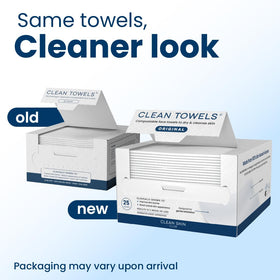 CLEAN SKIN CLUB Clean Towels open pack with towels visible