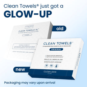 CLEAN SKIN CLUB Clean Towels XL® travel pack side view showing dimensions