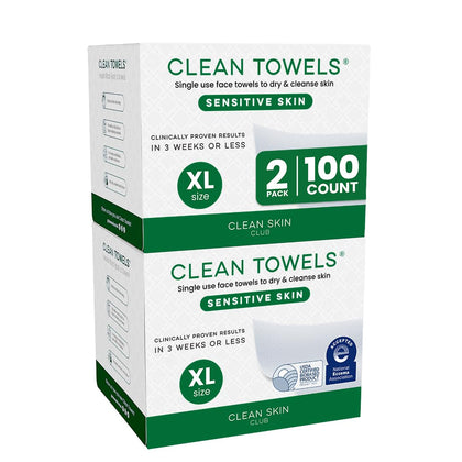 CLEAN SKIN CLUB Sensitive Skin Clean Towels XL front view with packaging