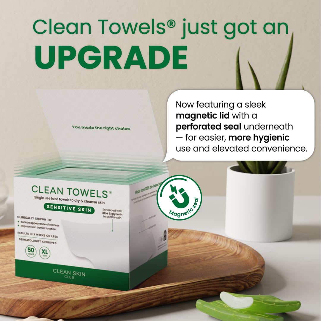 CLEAN SKIN CLUB Sensitive Skin Clean Towels XL on a travel bag