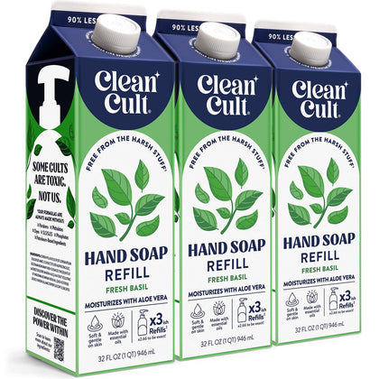 Cleancult Fresh Basil Liquid Hand Soap Refill 32 oz front view