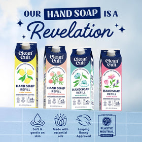 Cleancult hand soap refill in eco-friendly paper packaging