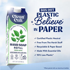 Cleancult hand soap refill packaging with floral design