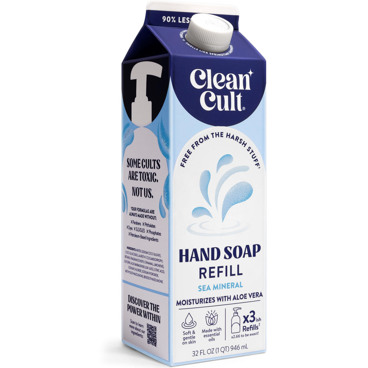 Cleancult Liquid Hand Soap Refill front view with sea minerals scent