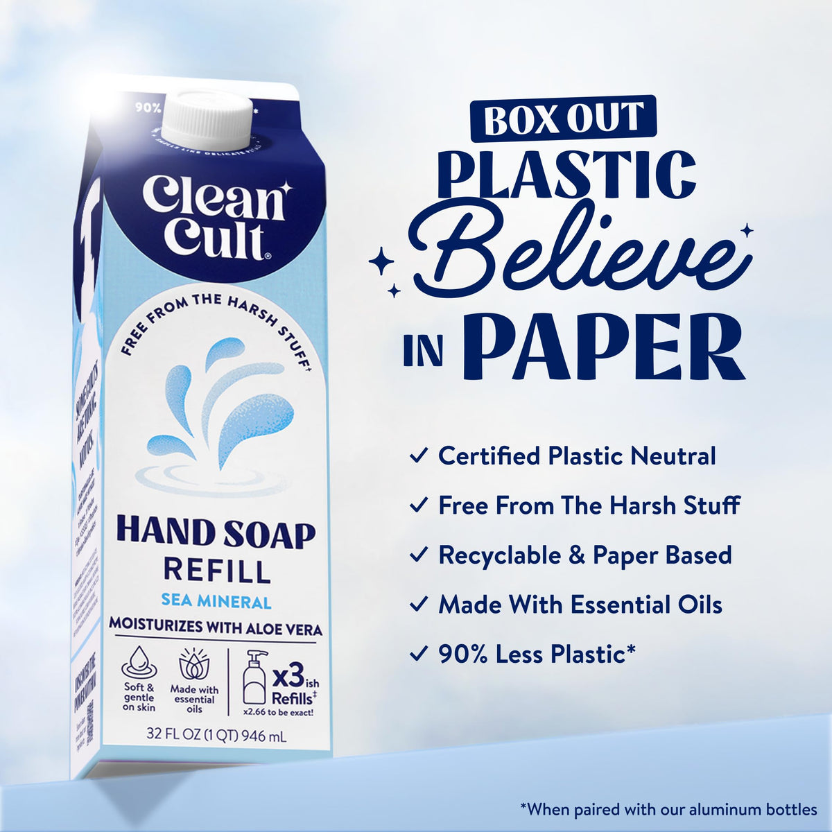 Cleancult Liquid Hand Soap Refill packaging showing eco-friendly design