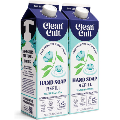 Cleancult Liquid Hand Soap Refill Water Blossom 32 oz front view