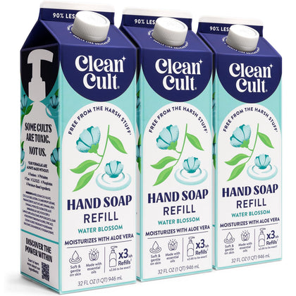 Cleancult Liquid Hand Soap Refill Water Blossom 32 oz front view