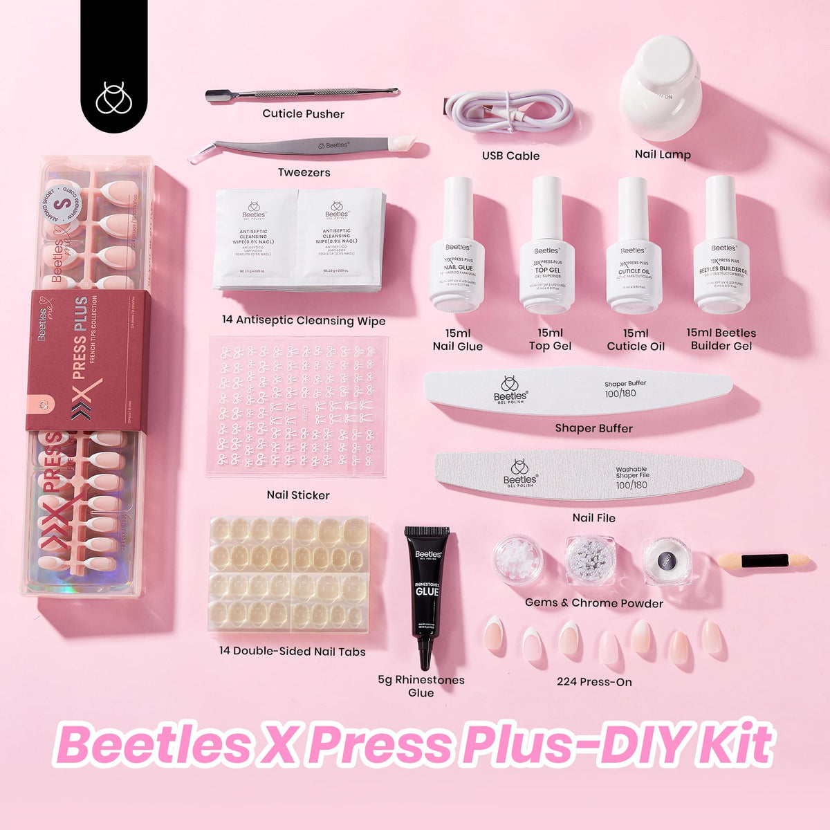 Cleansing wipes included in the Beetles Press On Nail Kit