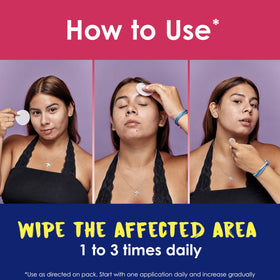 Clearasil Rapid Rescue Acne Face Pads in use on a hand
