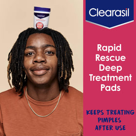 Clearasil Rapid Rescue Acne Face Pads opened with pads visible