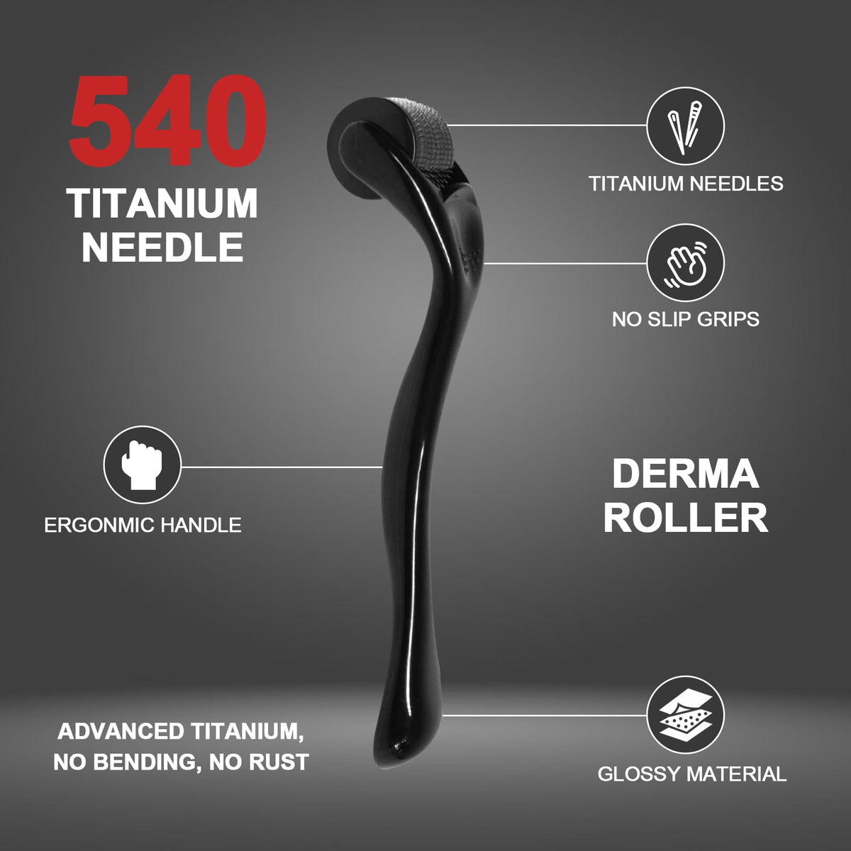 CLETINA 540 Titanium Derma Roller side view showing handle
