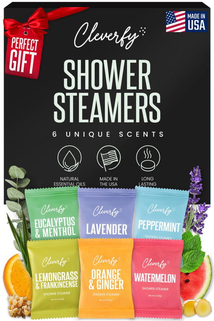CLEVERFY Shower Steamers Aromatherapy Gift Set packaging front view