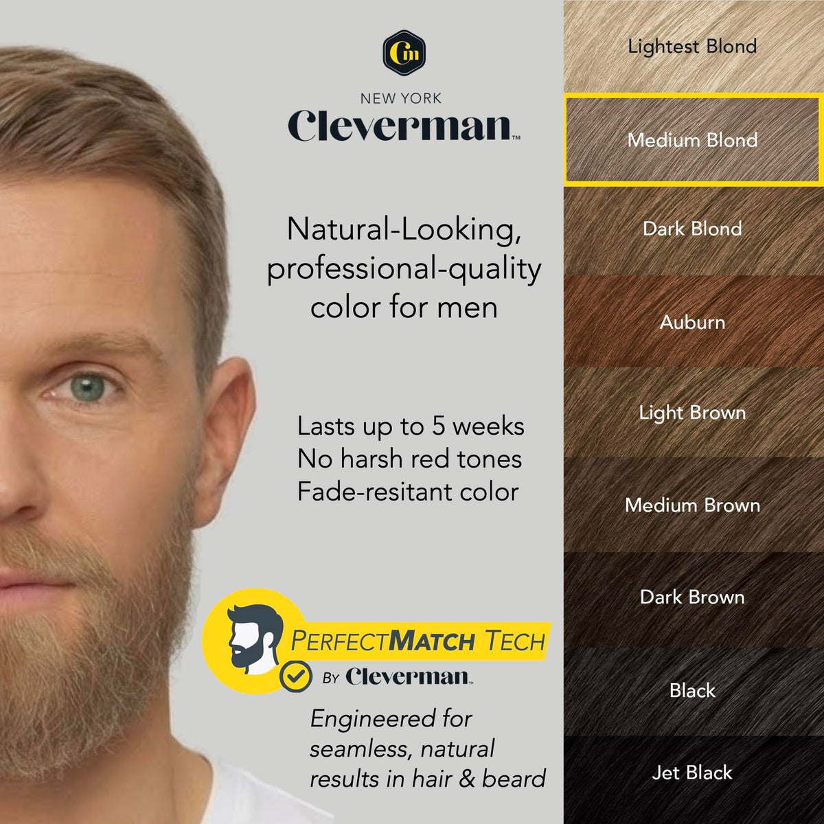 CLEVERMAN Medium Blond Hair Dye on model's beard