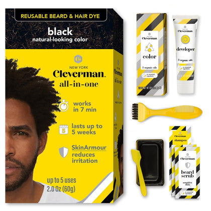 CLEVERMAN Reusable Hair & Beard Dye Black 1.0 front view