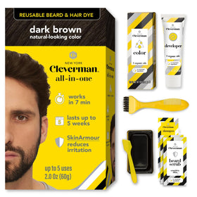 CLEVERMAN Reusable Hair & Beard Dye dark brown kit front view