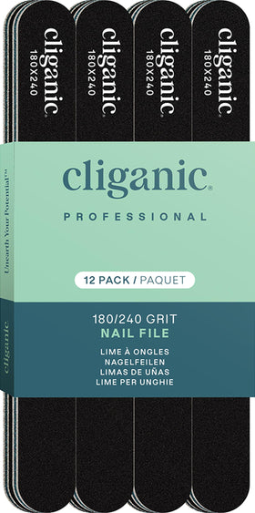Cliganic 12 Pack Nail File Set front view with emery boards