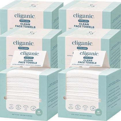 Cliganic Clean Face Towels XL multi-pack front view with 300 count