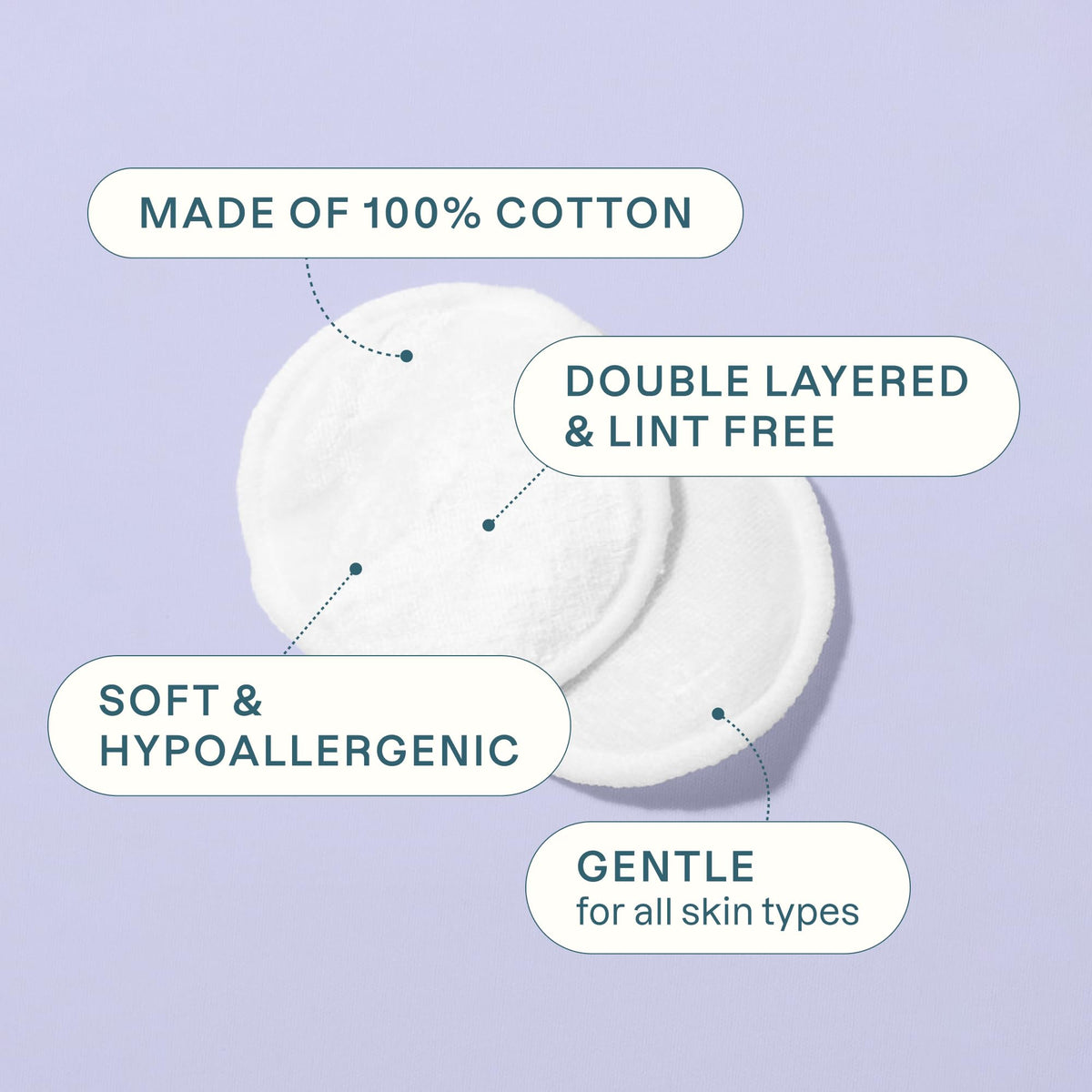 Cliganic Cotton Rounds 600 Count side view showing individual pads