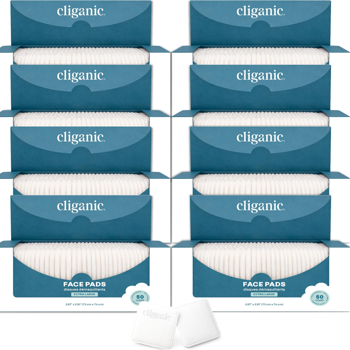 Cliganic Extra Large Face Pads in a beauty routine setting