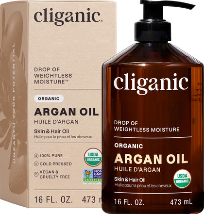 Cliganic Organic Argan Oil 16 oz front view