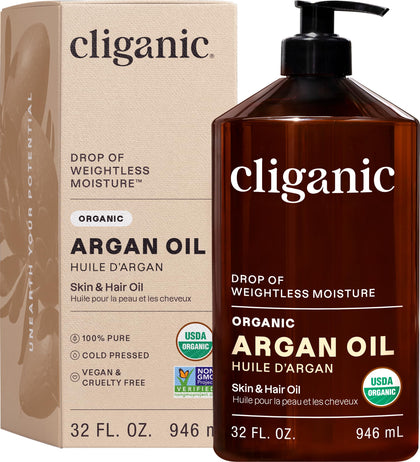 Cliganic Organic Argan Oil 32 oz front view