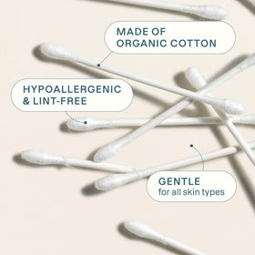 Cliganic Organic Cotton Swabs in use for makeup removal