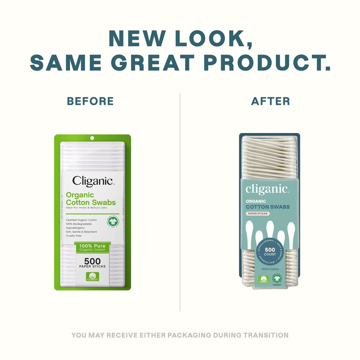 Cliganic Organic Cotton Swabs packaging details